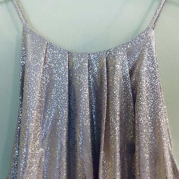 NWT LUSH Shimmery Cream Gold Mini Dress With Spaghetti Straps Size Medium - Picture 3 of 11